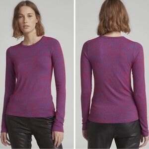 Rag & Bone XS Hudson Space Dye Long Sleeve Red Blue Shirt